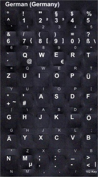 Keyboard Stickers (Black Opaque) for German