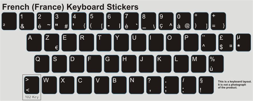 Keyboard Stickers (Black Opaque) for French