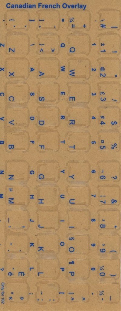 Canadian French keyboard stickers (blue)