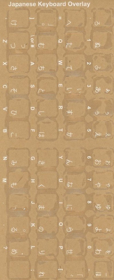 Keyboard Stickers for Japanese (Hiragana) white for black keyboards