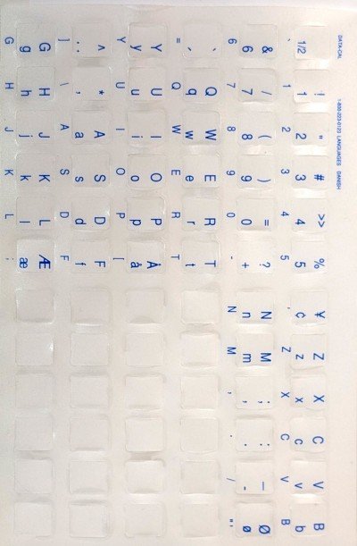 Danish keyboard stickers (blue)