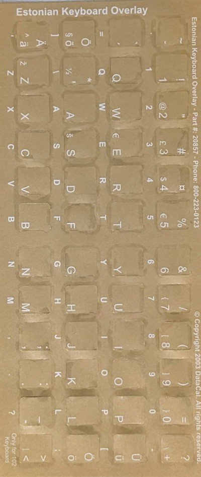 Estonian keyboard stickers (white)