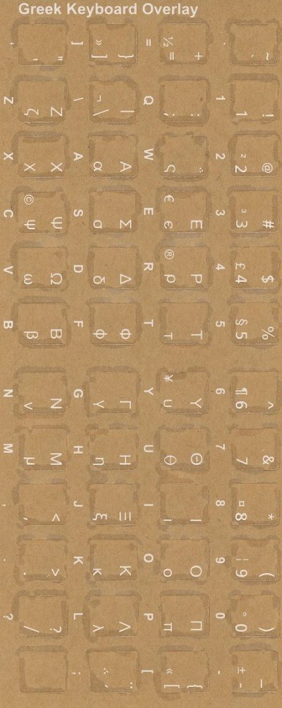 Keyboard Stickers for Greek (White for Black Keyboards)