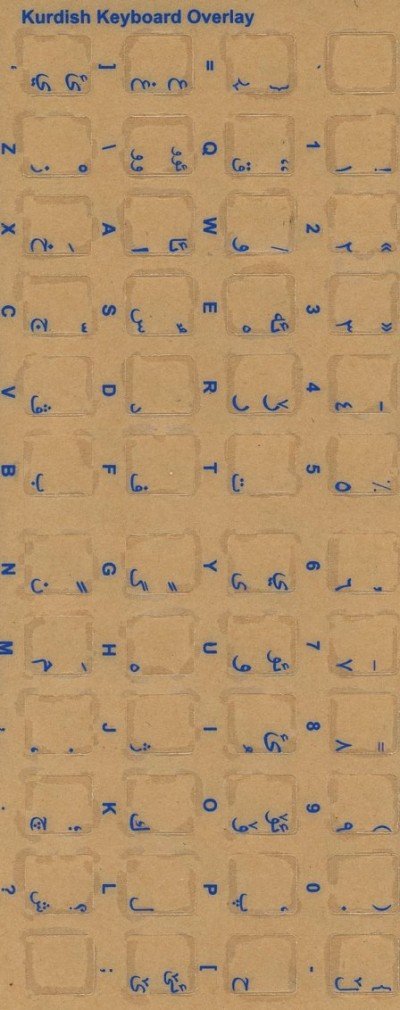 Keyboard Stickers for Kurdish (blue)
