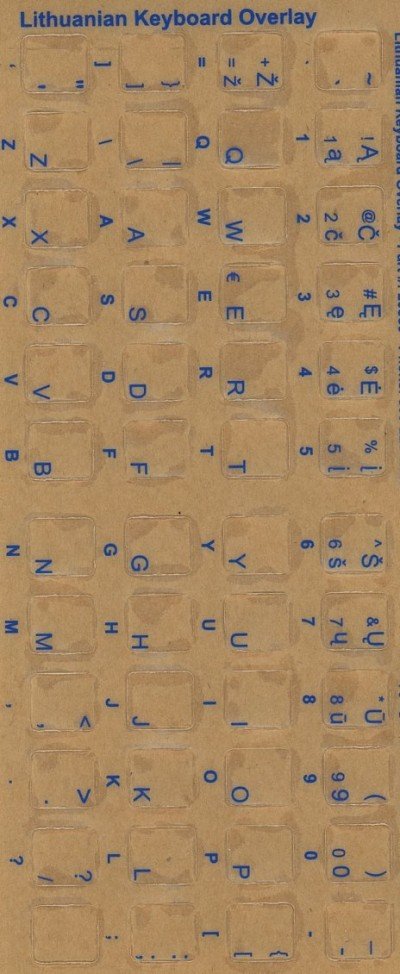 Keyboard Stickers for Lithuanian (blue)