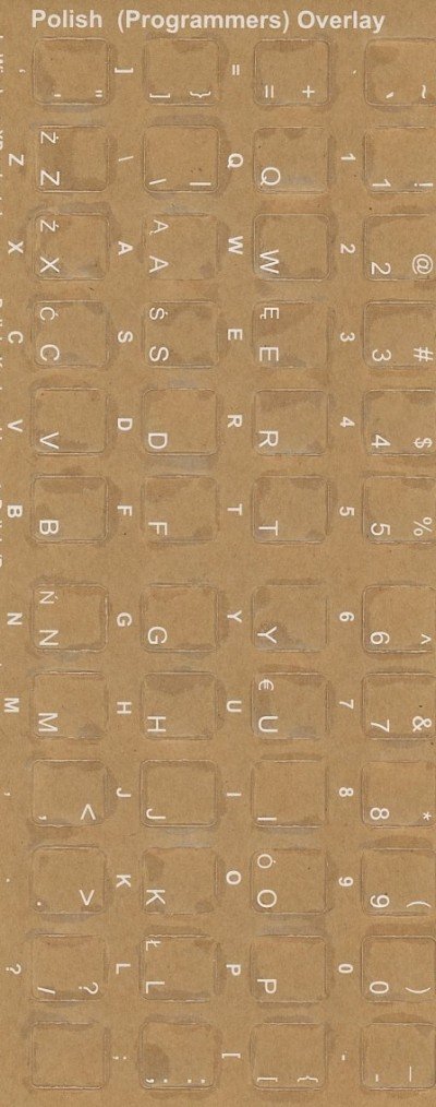 Keyboard Stickers for Polish (White letters for Black Keyboards)