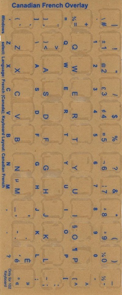 Keyboard Stickers for French (Canadian) blue