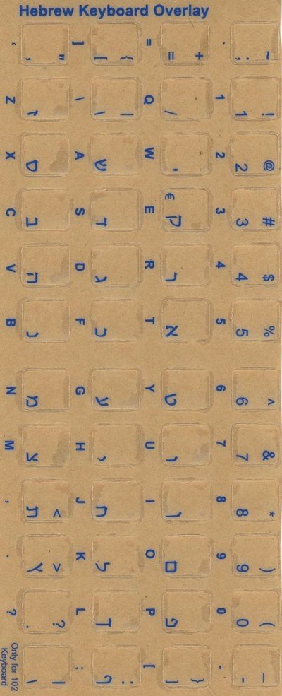 Keyboard Stickers for Hebrew (blue)