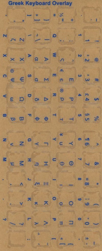 Keyboard Stickers for Greek (blue)