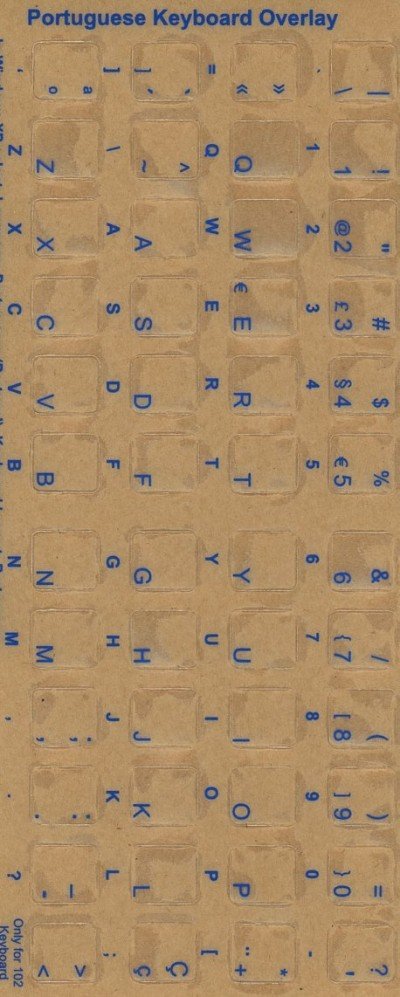 Keyboard Stickers for Portuguese (Brazilian) Blue Letters