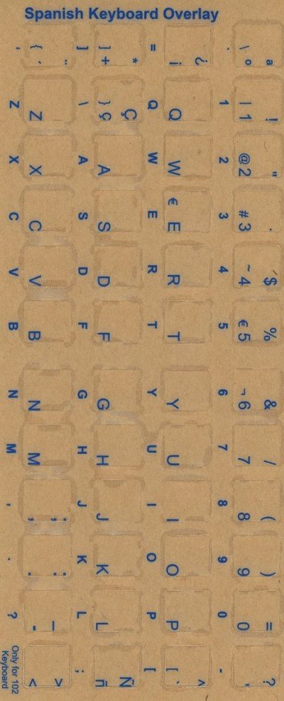 Keyboard Stickers for Spanish   blue (green)