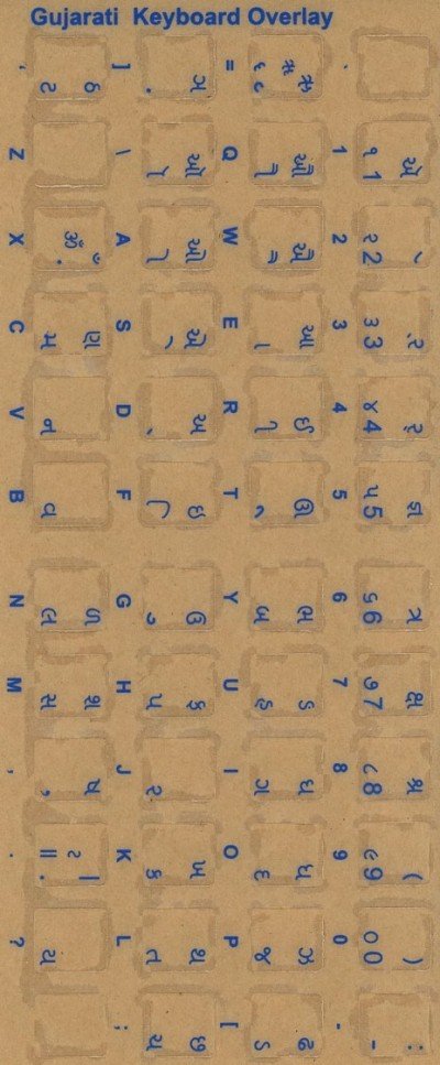Keyboard Stickers for Gujarati Blue Letters
