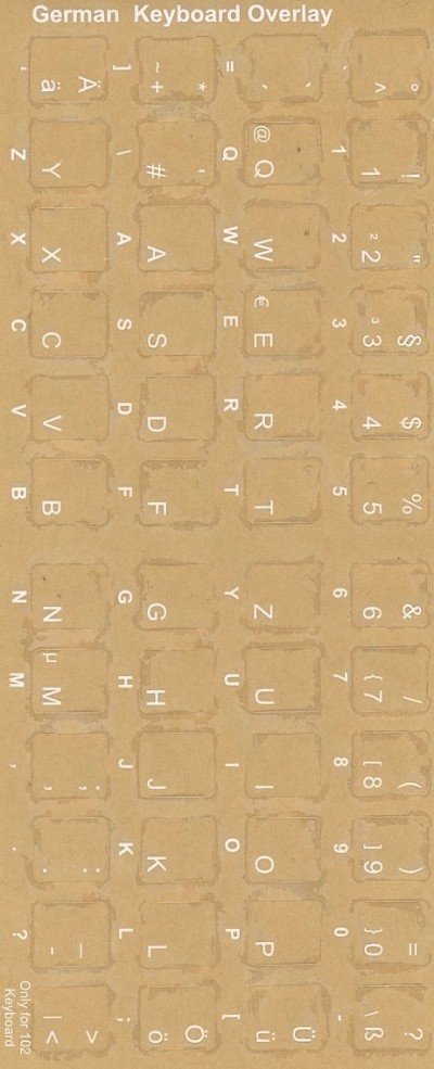 Keyboard Stickers for German (white for black keyboards)